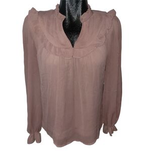 Haver London Women's Pink Ruffled Long Sleeve Blouse Size S